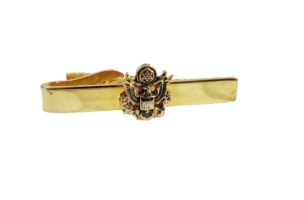 Vintage Military Crest Craft C23 Tie Bar Clip Gold-Tone Collectible